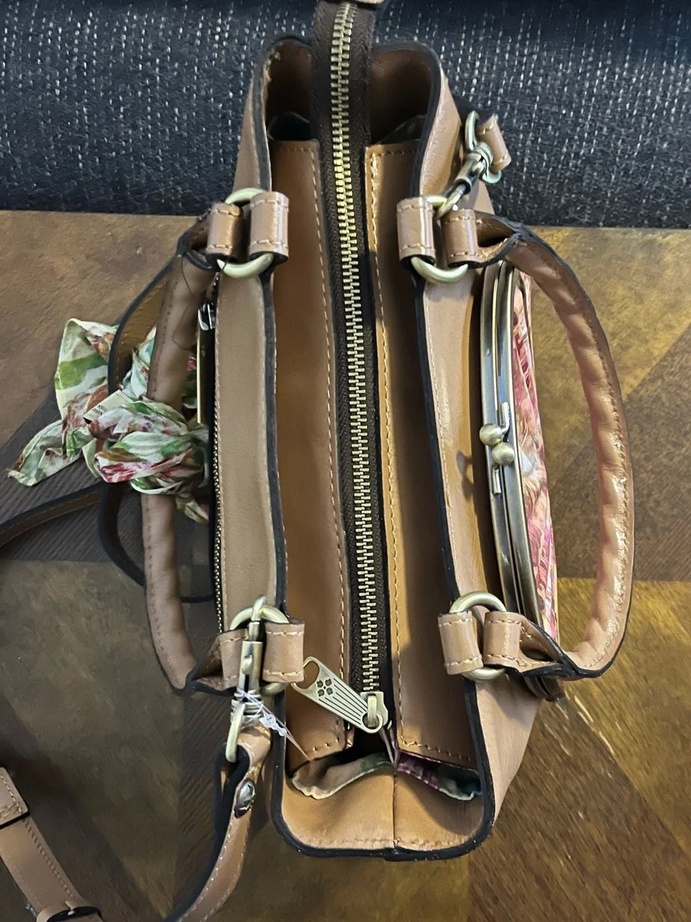 Patrica Nash Angela Leather Satchel with Seashell Scarf Tooled - NWT